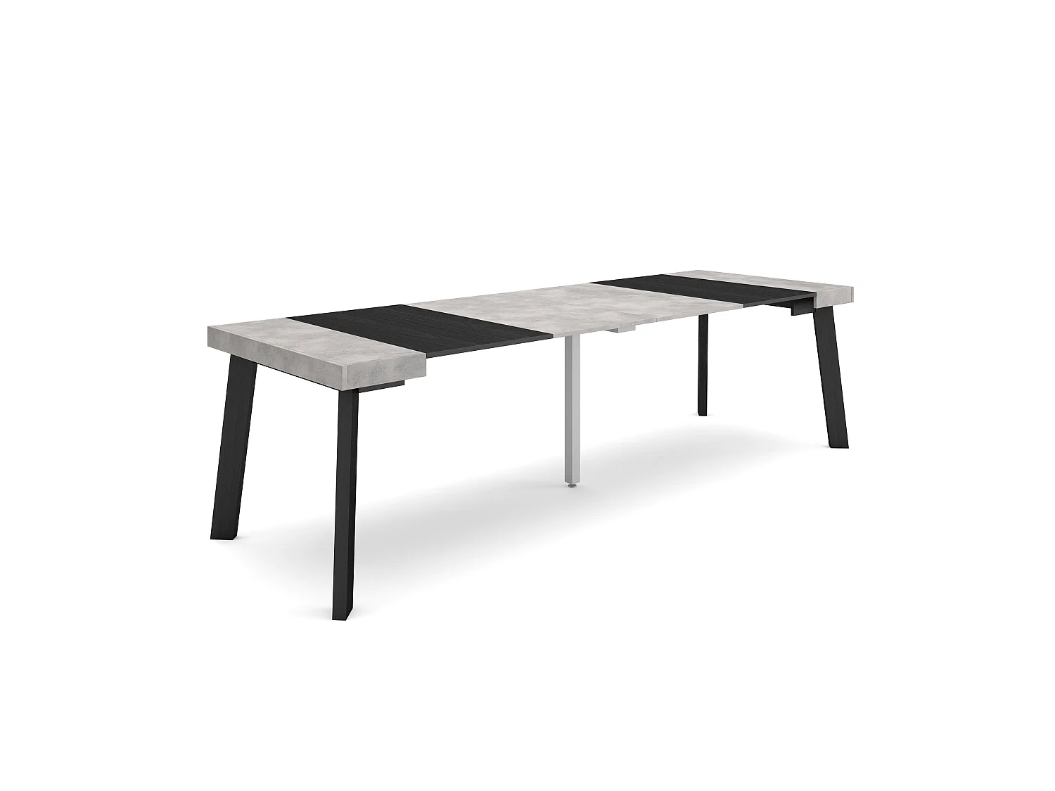 Table console extensible, 262x90x73cm, Pour 12 personnes, Pieds en bois, Ciment