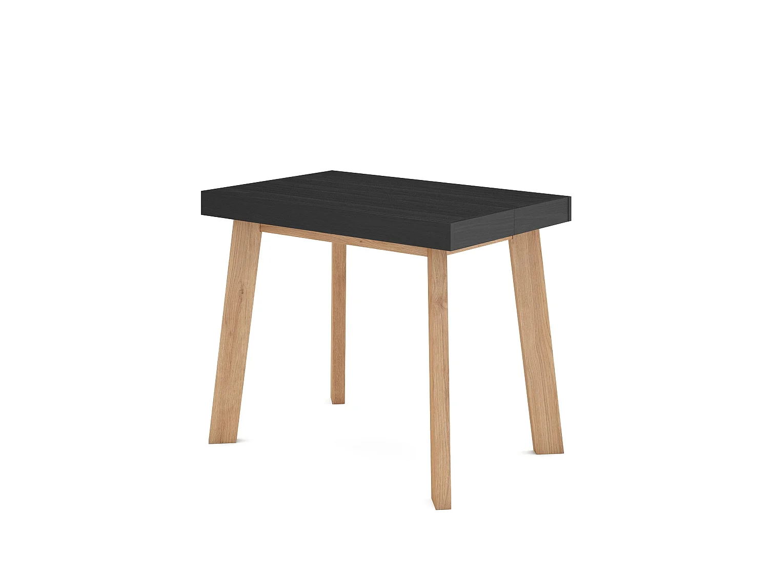 Table console extensible, 302x90x73cm, Pour 14 personnes, Pieds en bois, Noir