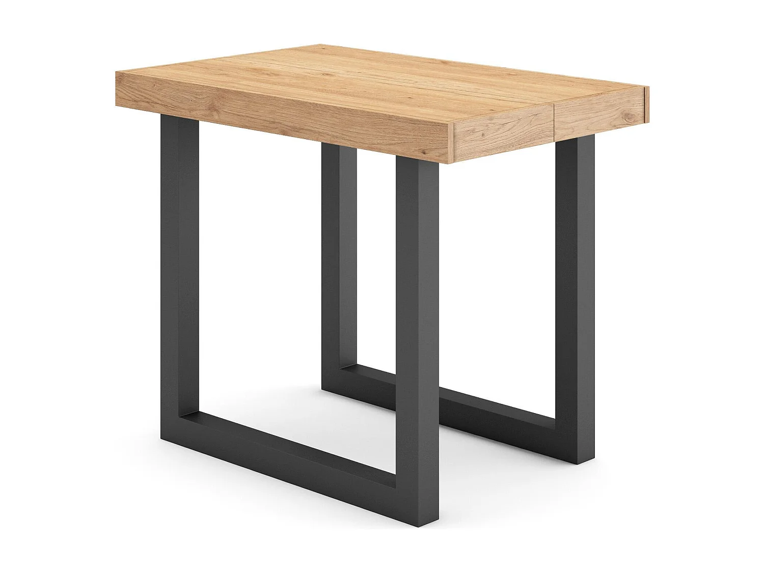 Uitschuifbare Consoletafel, 222x90x73cm, Voor 10 personen, Massief houten poten, Eiken/Zwart