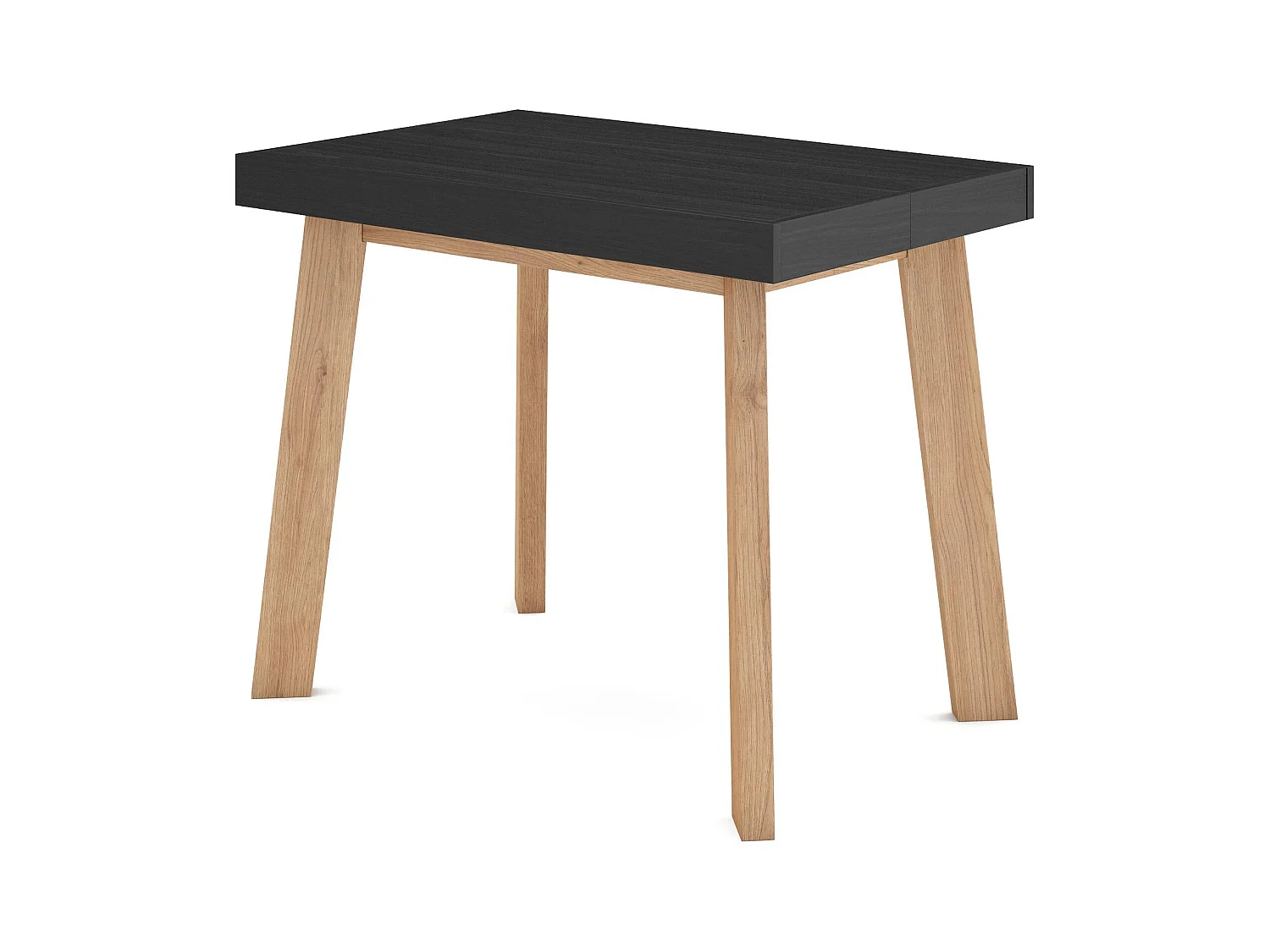 Ausziehbarertisch, 222x90x73cm, Für 10 Gäste, Hölzerne Beine, Schwarz