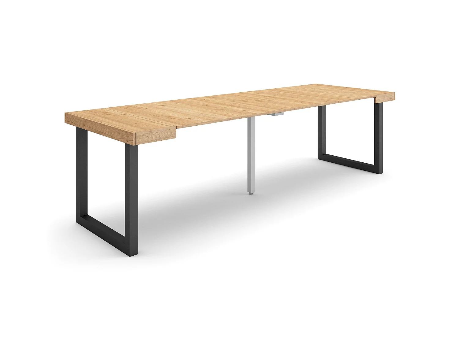 Consolle allungabile, 262x90x73cm, Per 12 persone, Gambe in legno, Rovere