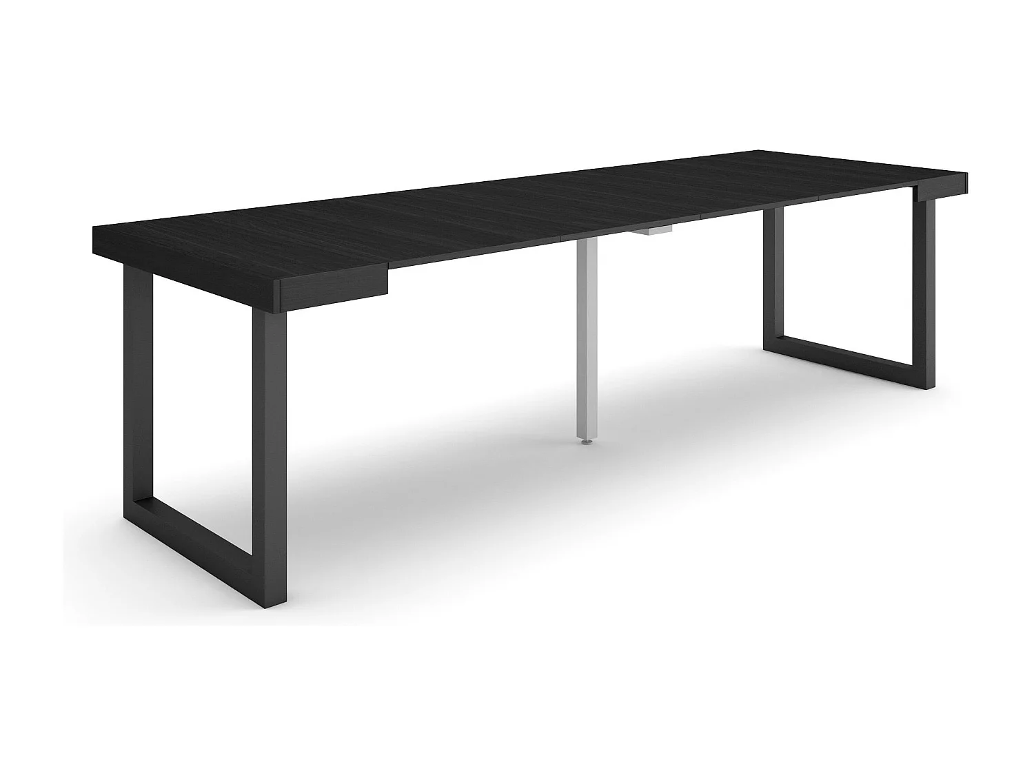 Consolle allungabile, 262x90x73cm, Per 12 persone, Gambe in legno, Nero