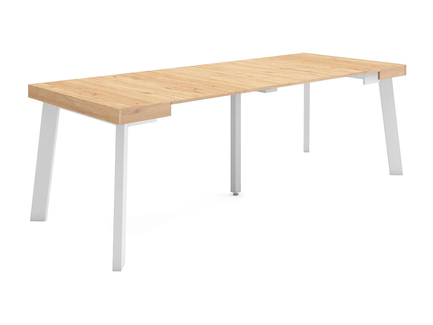 Table console extensible, 222x90x73cm, Pour 10 personnes, Pieds en bois, Chêne