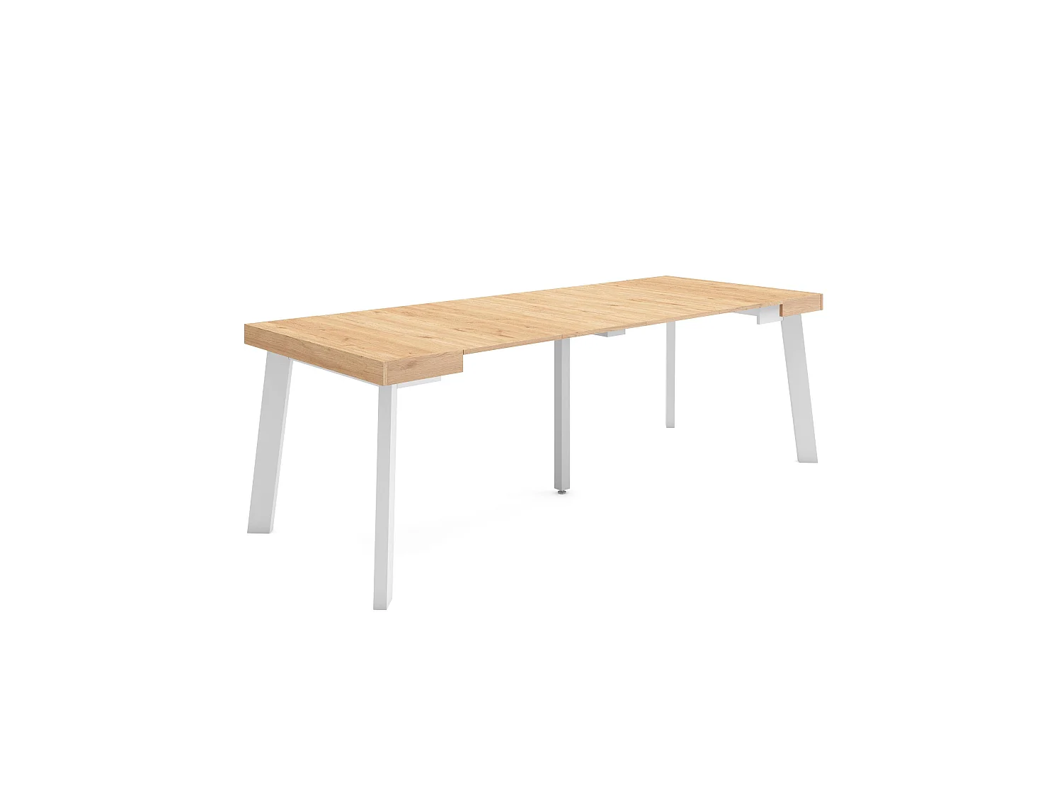 Table console extensible, 222x90x73cm, Pour 10 personnes, Pieds en bois, Chêne