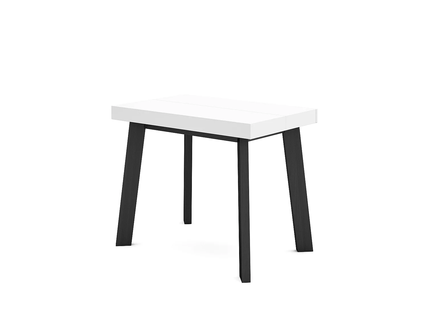 Uitschuifbare Consoletafel, 180x90x73cm, Voor 8 personen, Houten poten, Wit en Zwart