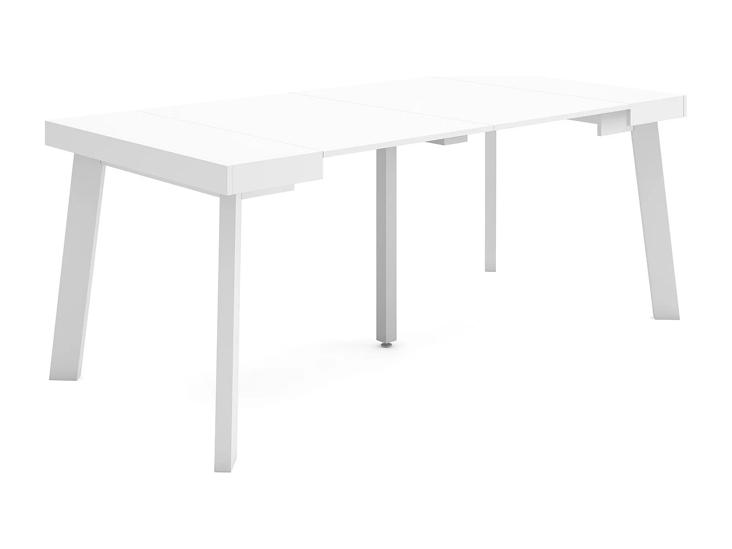 Ausziehbarertisch, 180x90x73cm, Für 8 Gäste, Hölzerne Beine, Weiß