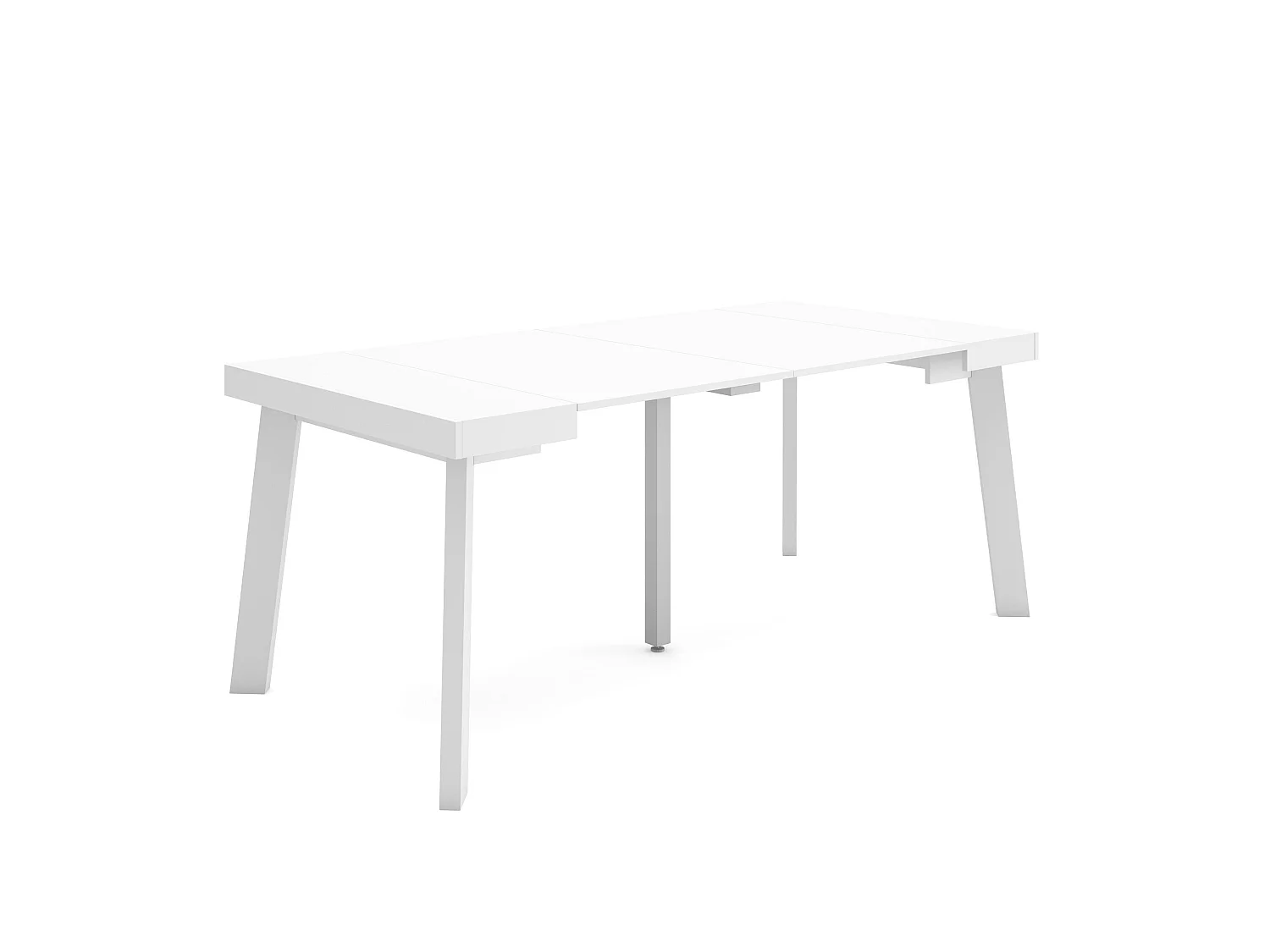 Table console extensible, 180x90x73cm, Pour 8 personnes, Pieds en bois, Blanc