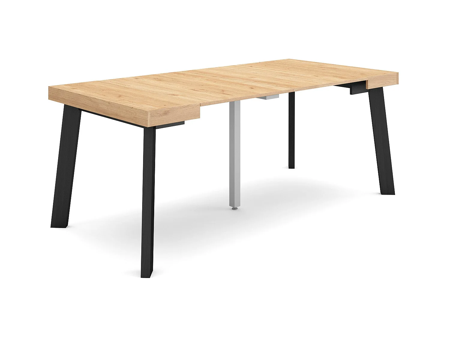 Uitschuifbare Consoletafel, 180x90x73cm, Voor 8 personen, Houten poten, Eiken