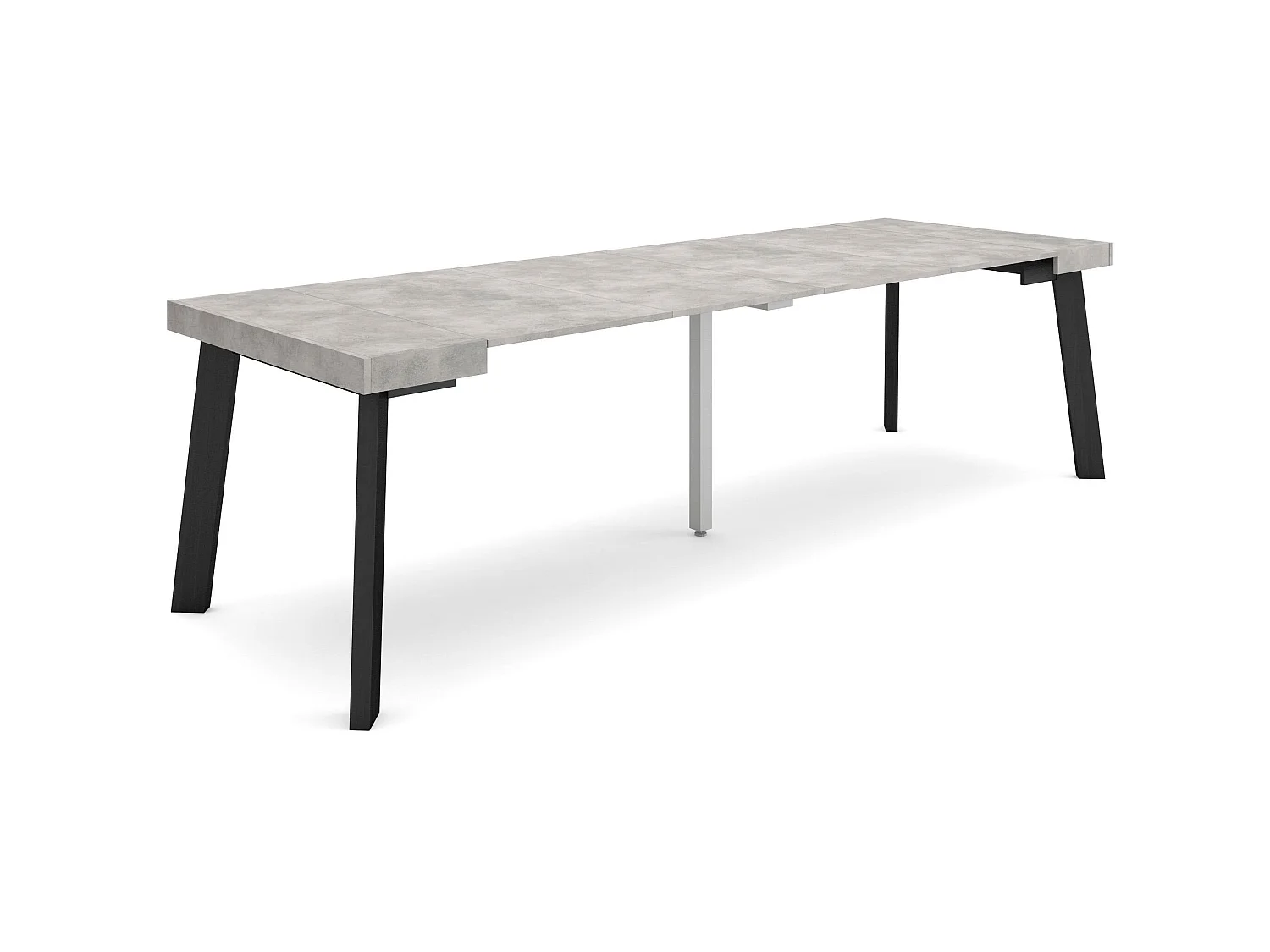 Table console extensible, 262x90x73cm, Pour 12 personnes, Pieds en bois, Ciment