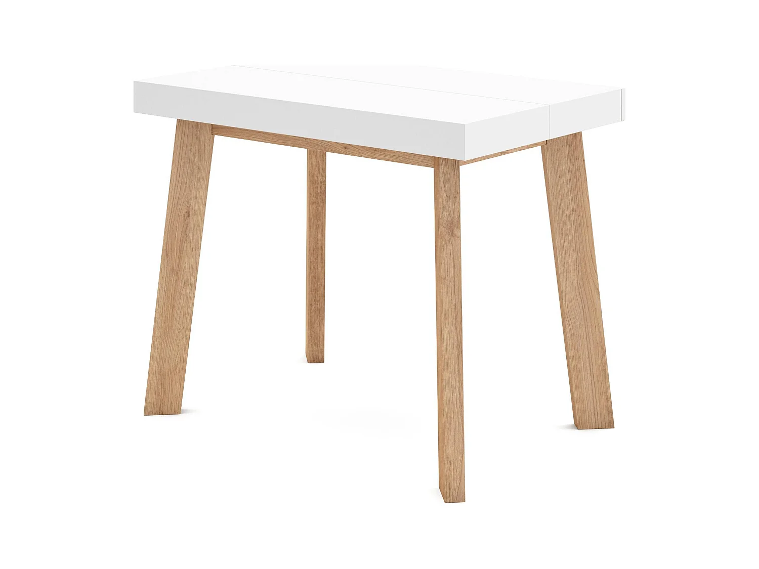 Mesa Consola Extensível, 262x90x73cm, Para 12 pessoas, Pés de madeira, Carvahlo e branco