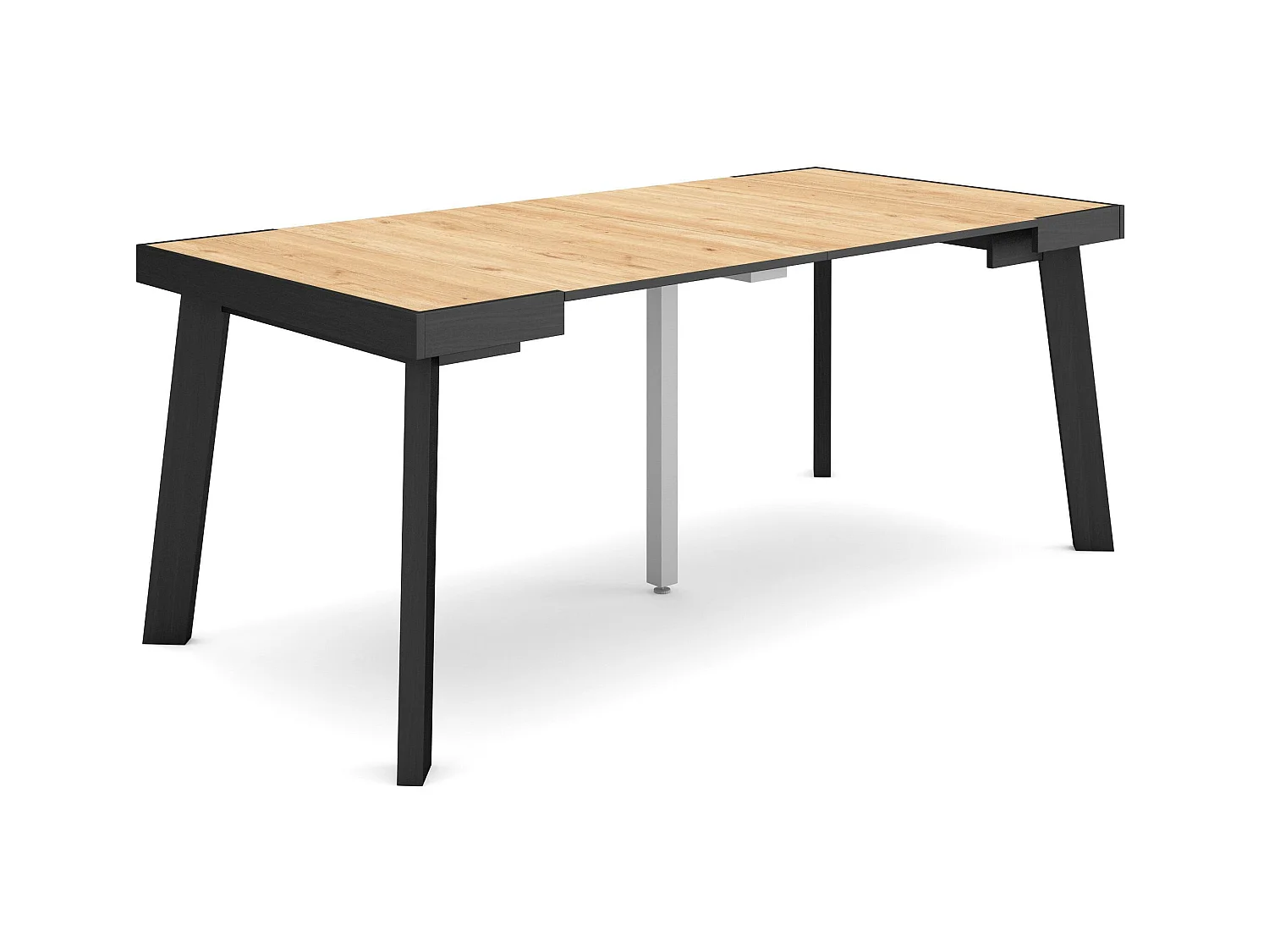 Table console extensible, 180x90x73cm, Pour 8 personnes, Pieds en bois, Chêne