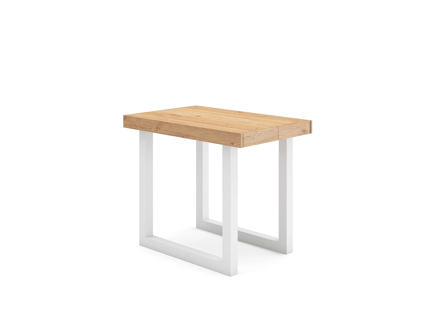 Uitschuifbare Consoletafel, 262x90x73cm, Voor 12 personen, Massief houten poten, Eiken