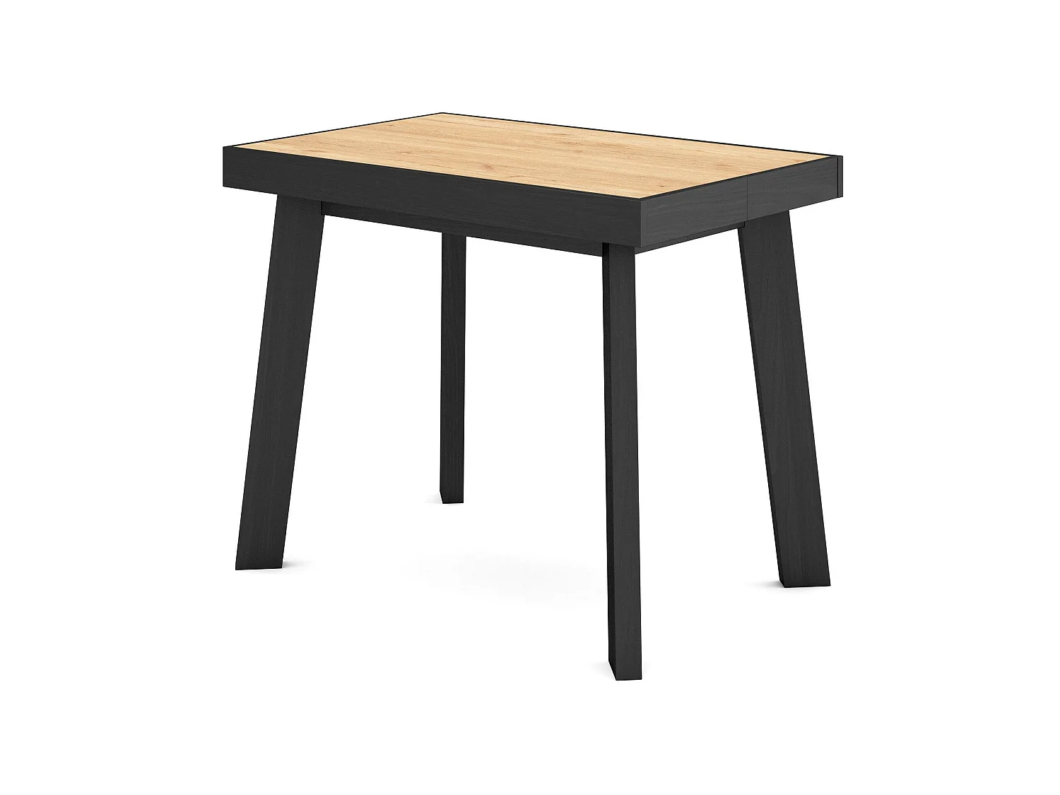 Uitschuifbare Consoletafel, 140x90x73cm, Voor 6 personen, Houten poten, Eiken/Zwart