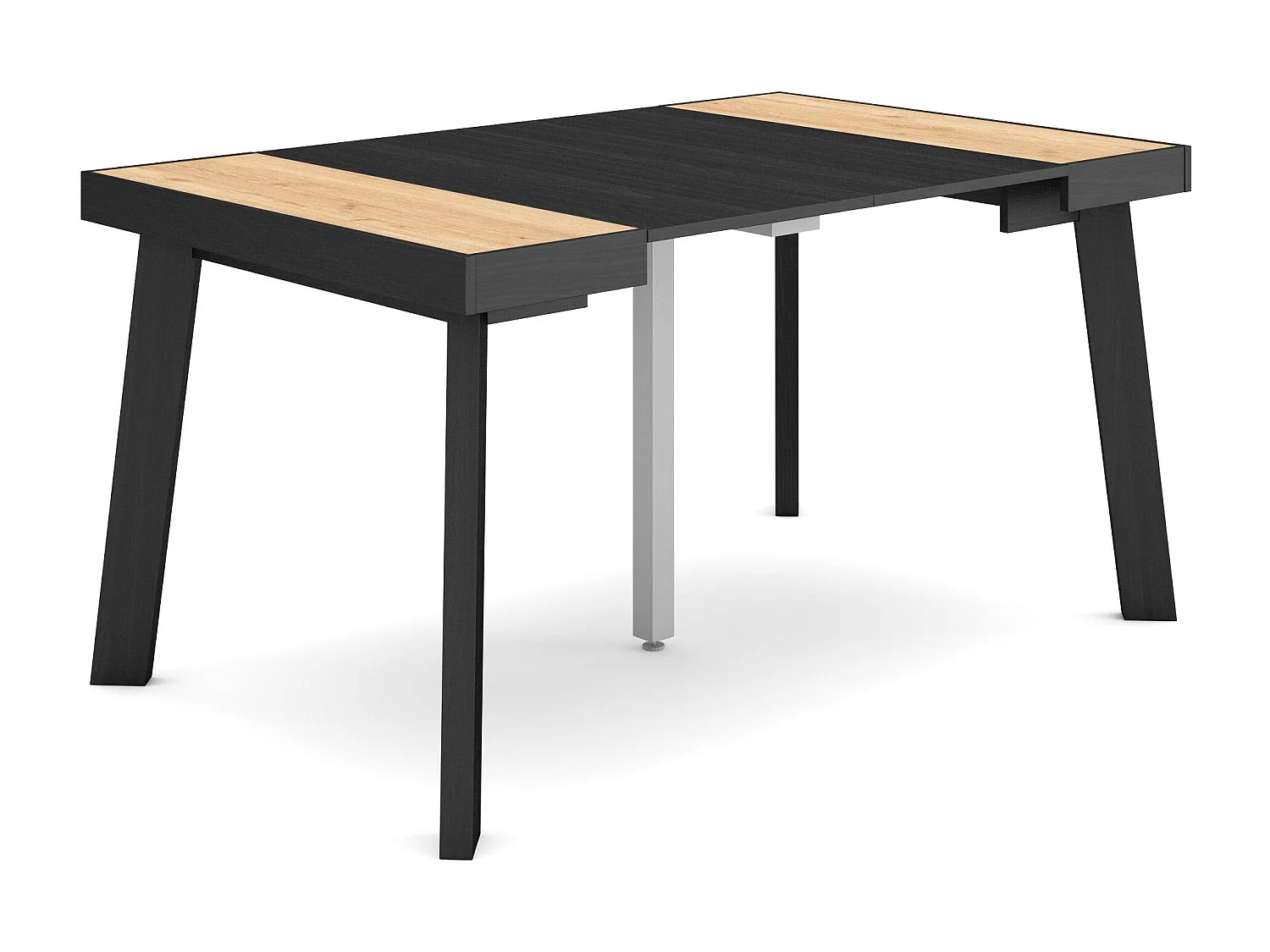 Uitschuifbare Consoletafel, 140x90x73cm, Voor 6 personen, Houten poten, Eiken/Zwart