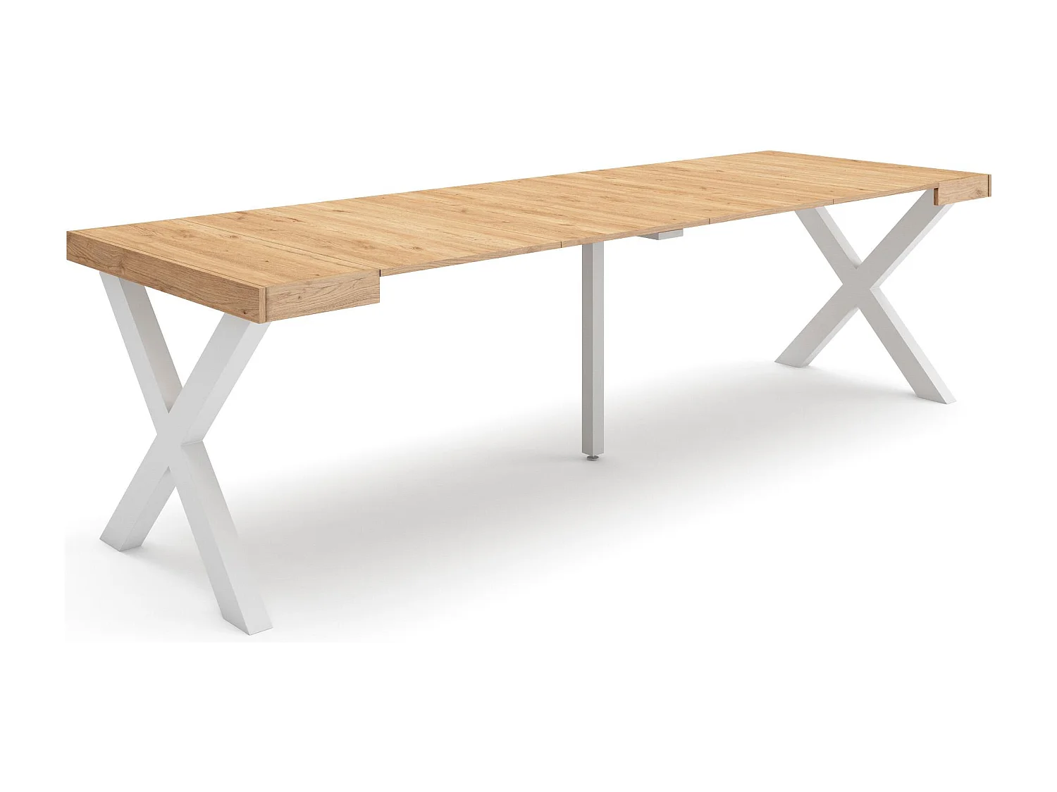 Mesa Consola Extensível, 262x90x73cm, Para 12 pessoas, Pés de madeira, Carvahlo
