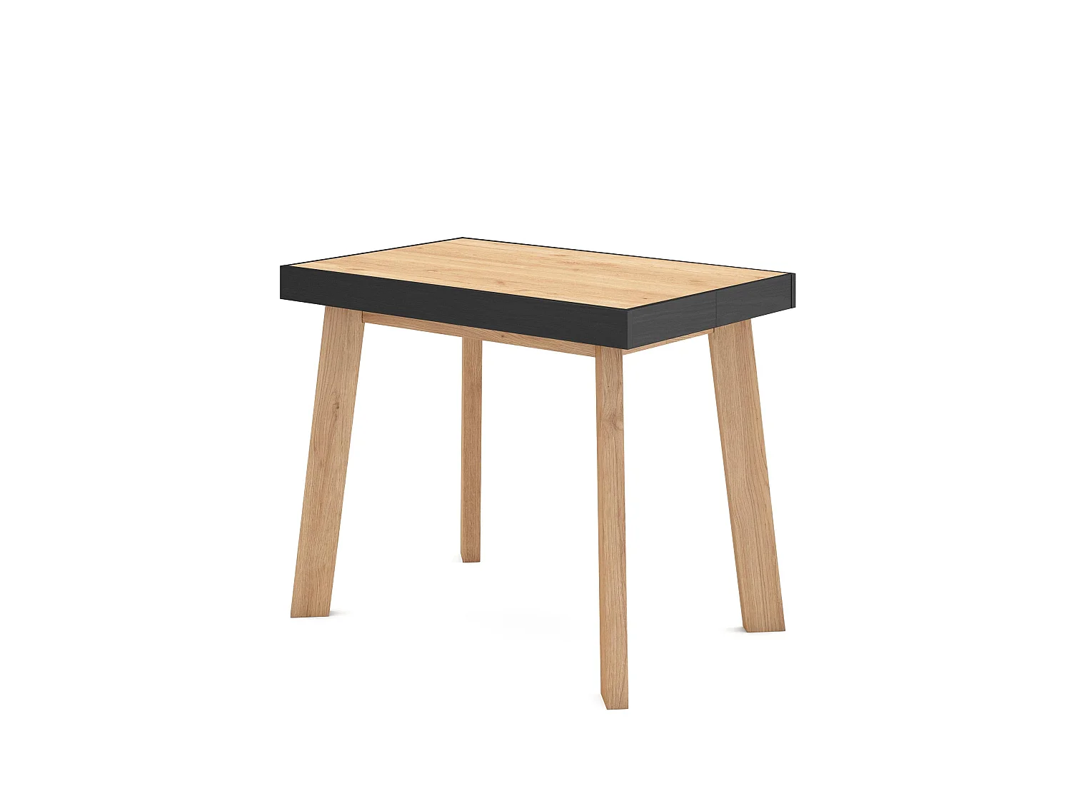 Mesa Consola extensible, 180x90x73cm, Para 8 comensales, Patas de madera, Roble y negro
