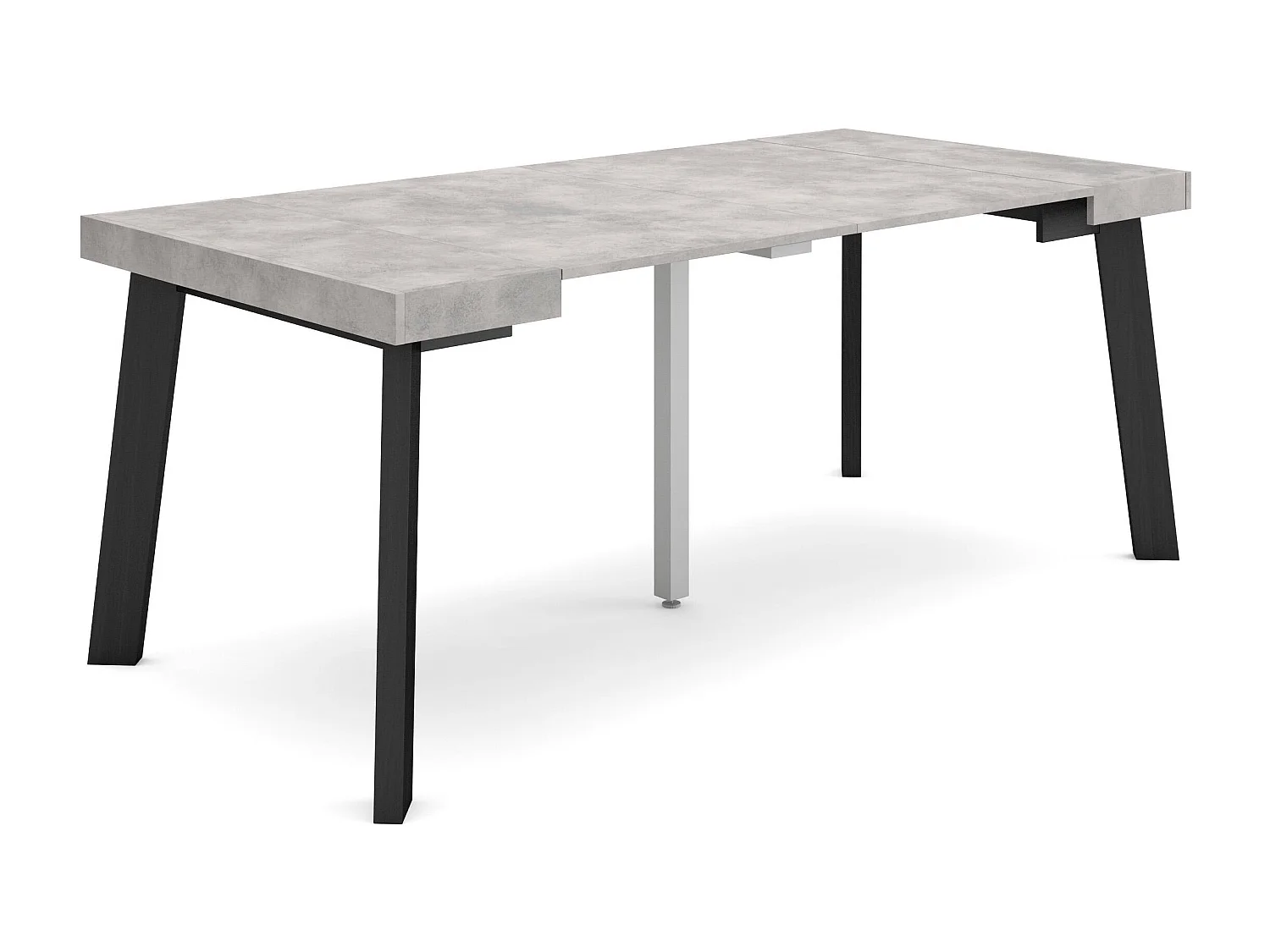 Uitschuifbare Consoletafel, 180x90x73cm, Voor 8 personen, Houten poten, Cement