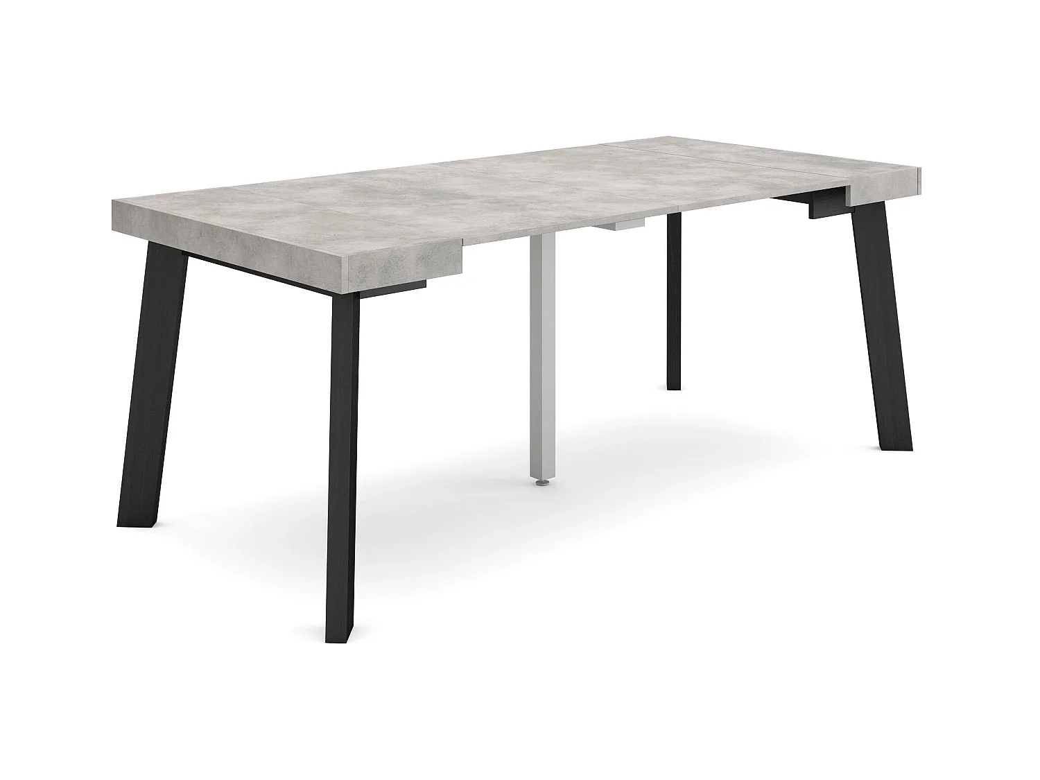 Table console extensible, 180x90x73cm, Pour 8 personnes, Pieds en bois, Ciment
