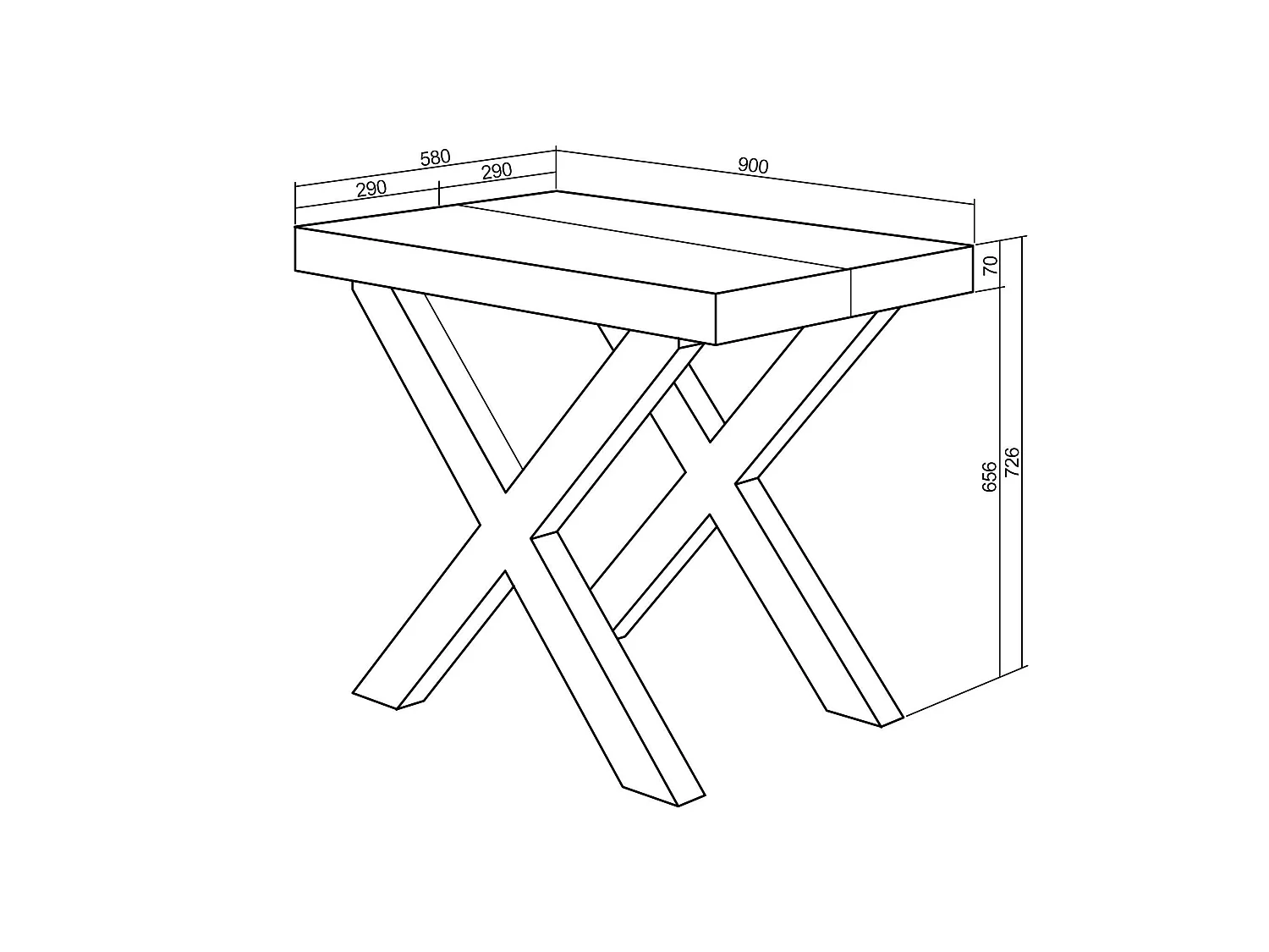 Uitschuifbare Consoletafel, 262x90x73cm, Voor 12 personen, Massief houten poten, Eiken/Zwart