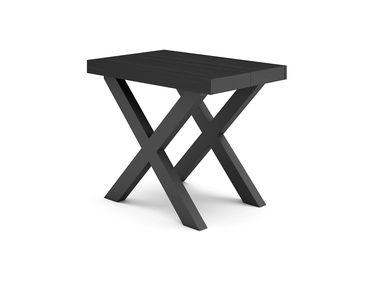 Uitschuifbare Consoletafel, 262x90x73cm, Voor 12 personen, Massief houten poten, Eiken/Zwart