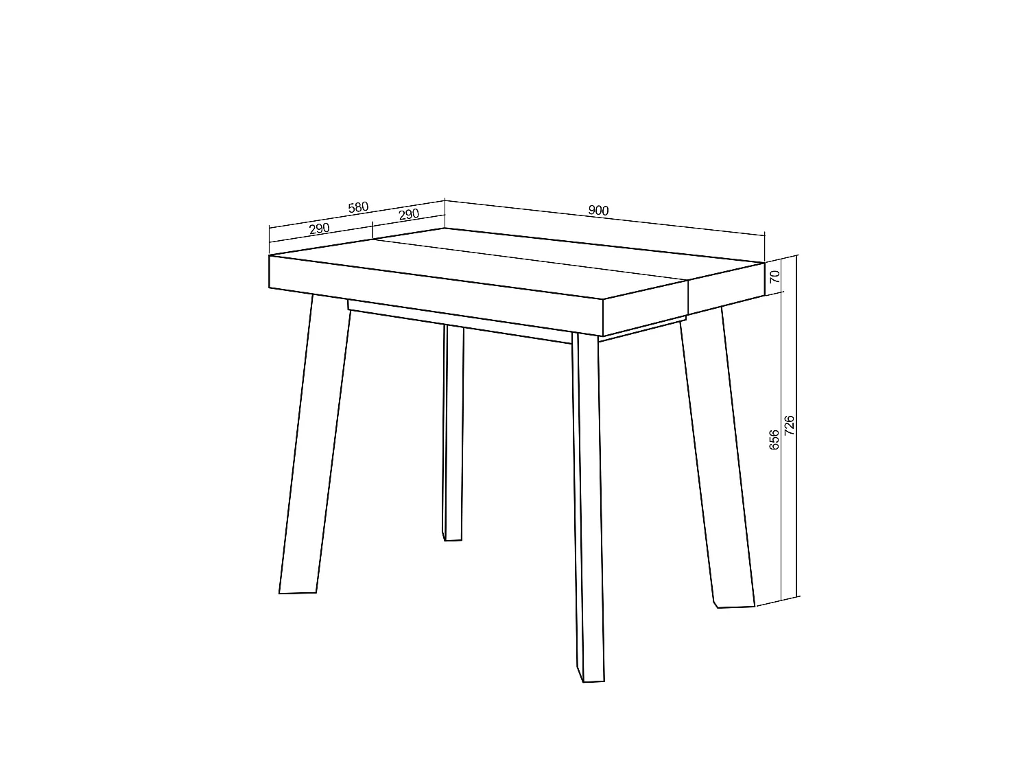 Table console extensible, 262x90x73cm, Pour 12 personnes, Pieds en bois, Chêne