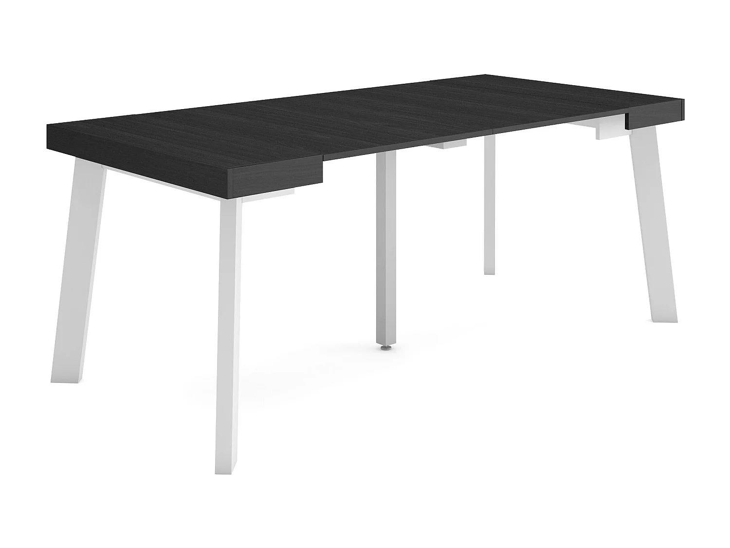 Uitschuifbare Consoletafel, 180x90x73cm, Voor 8 personen, Houten poten, Zwart