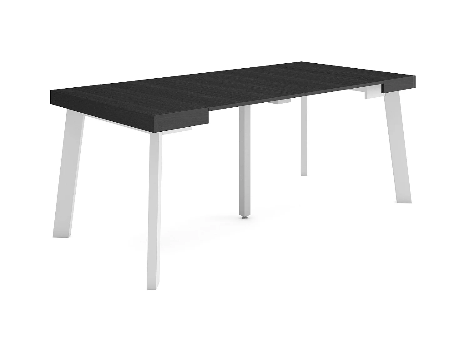 Table console extensible, 180x90x73cm, Pour 8 personnes, Pieds en bois, Noir