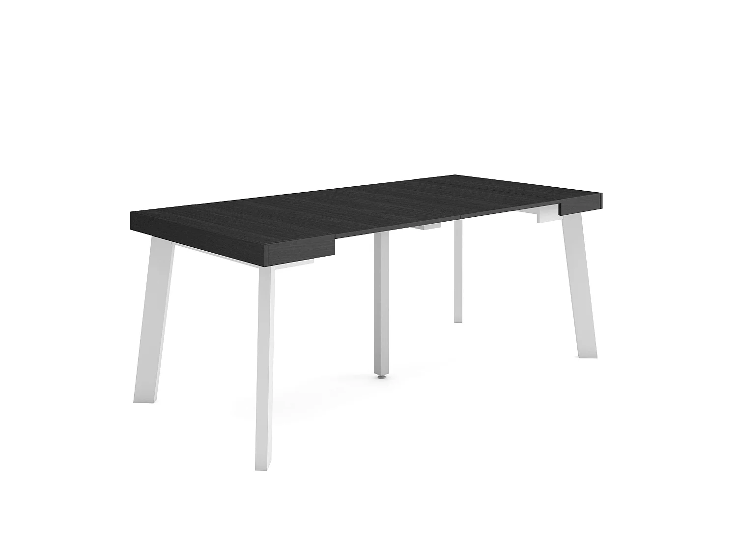 Table console extensible, 180x90x73cm, Pour 8 personnes, Pieds en bois, Noir