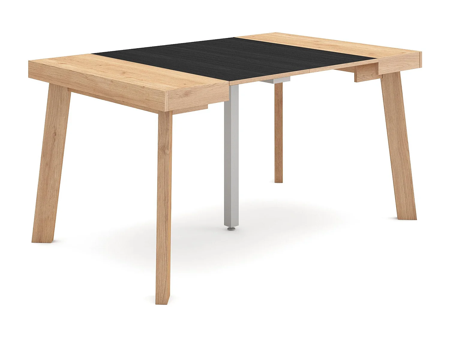 Mesa Consola Extensível, 140x90x73cm, Para 6 pessoas, Pés de madeira, Carvahlo e preto