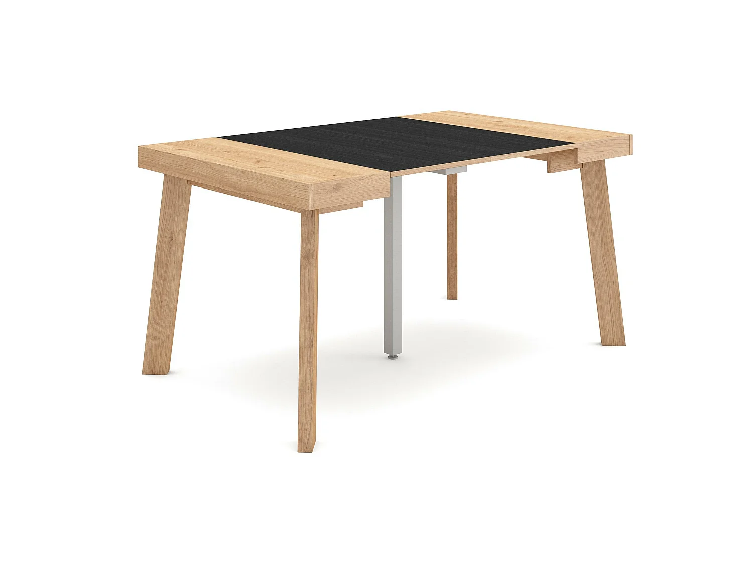 Table console extensible, 140x90x73cm, Pour 6 personnes, Pieds en bois, Chêne et noir
