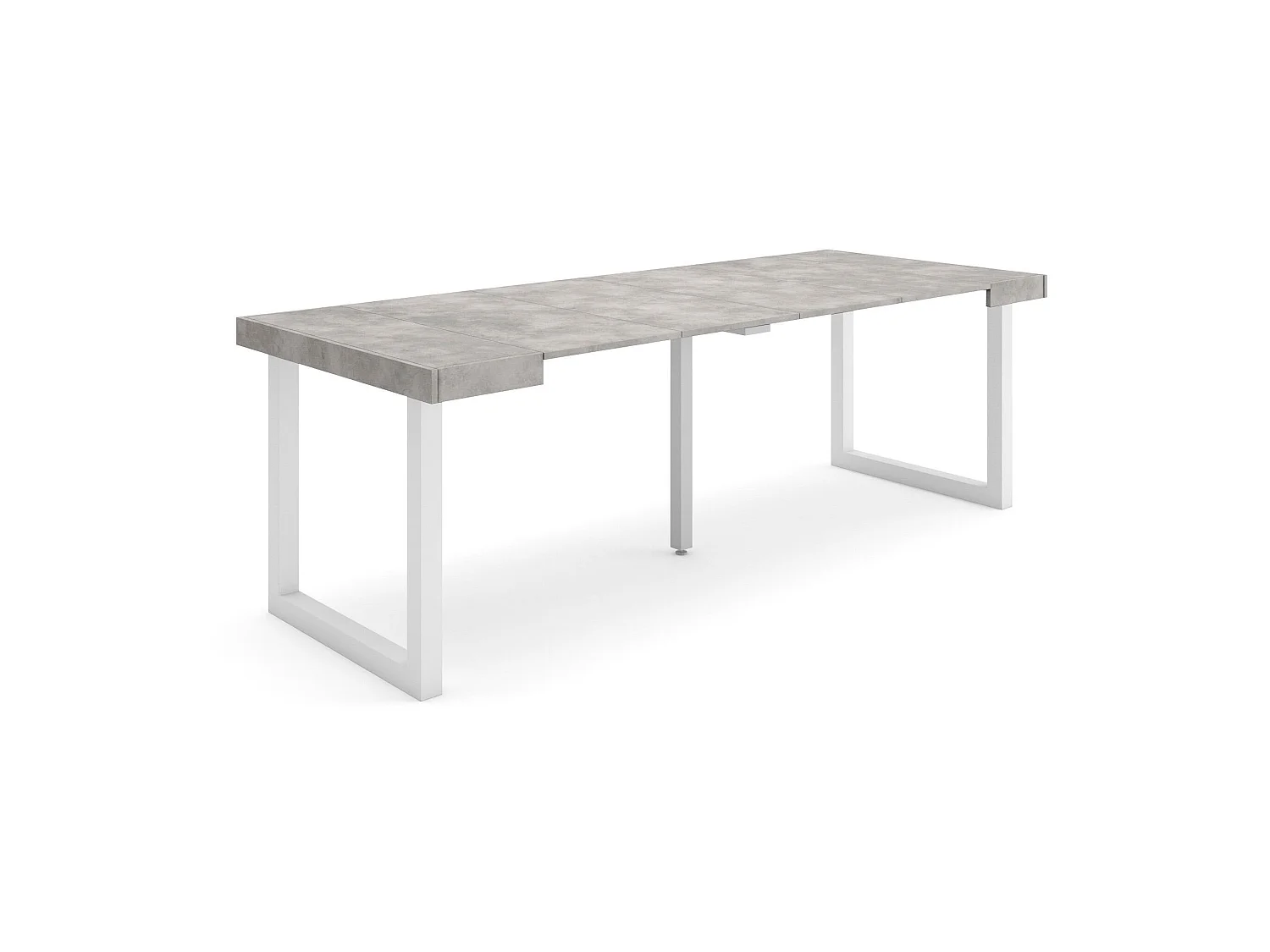 Table console extensible, 222x90x73cm, Pour 10 personnes, Pieds bois massif, Ciment