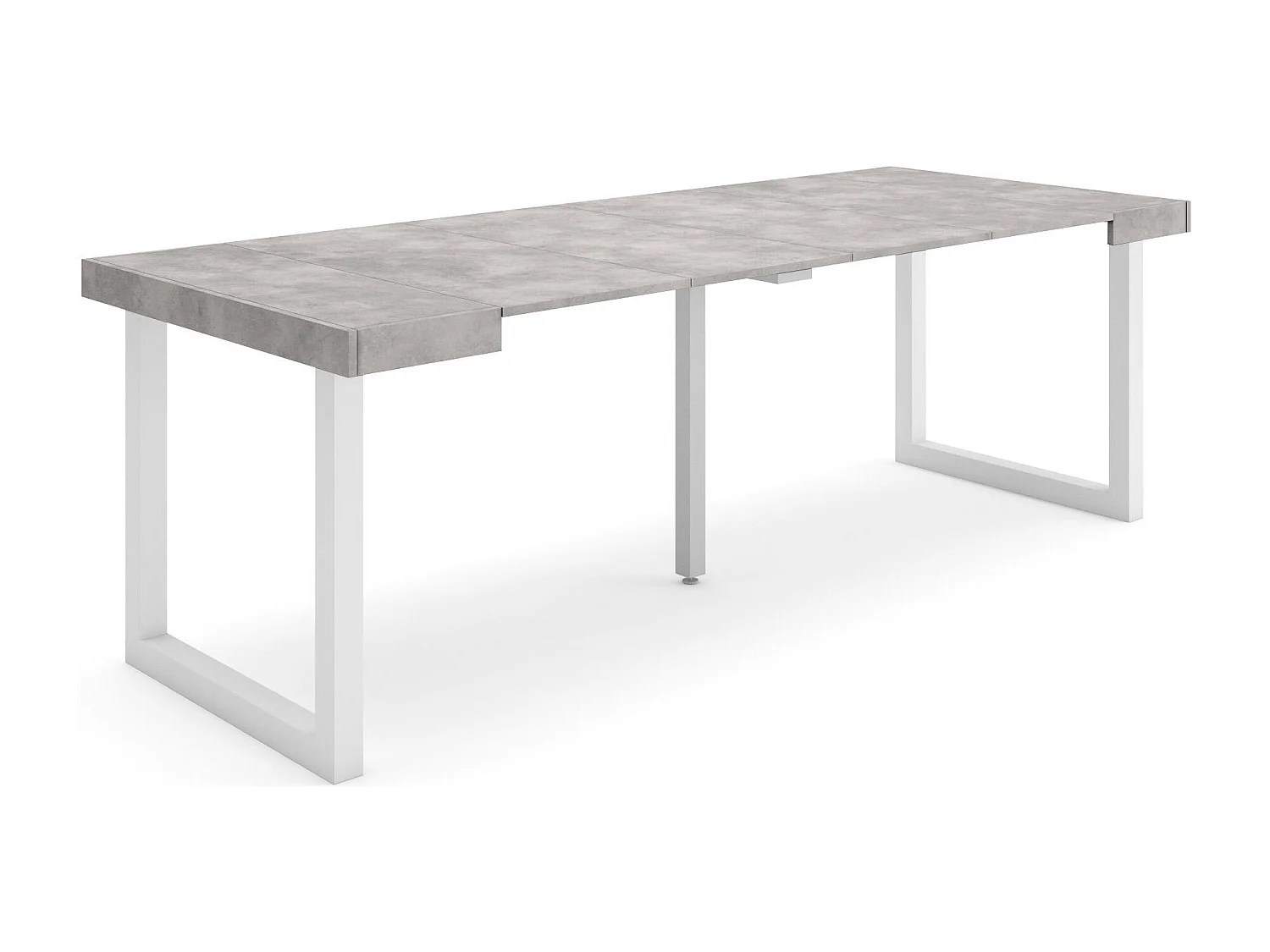 Mesa Consola Extensível, 222x90x73cm, Para 10 pessoas, Pés de madeira, Cimento