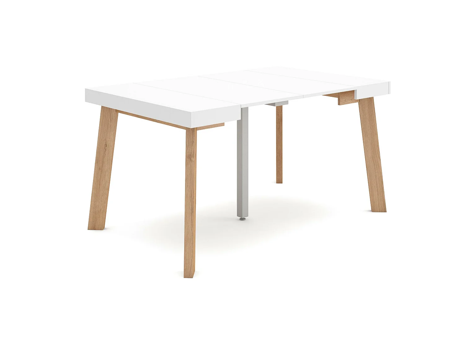 Uitschuifbare Consoletafel, 140x90x73cm, Voor 6 personen, Houten poten, Wit