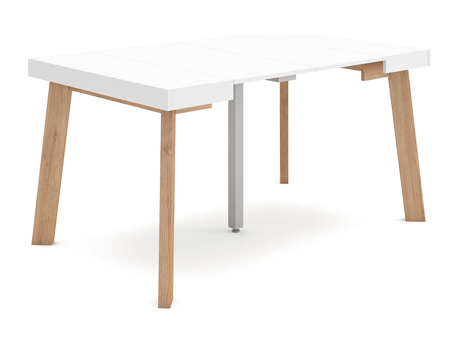 Ausziehbarertisch, 140x90x73cm, Für 6 Gäste, Hölzerne Beine, Weiß