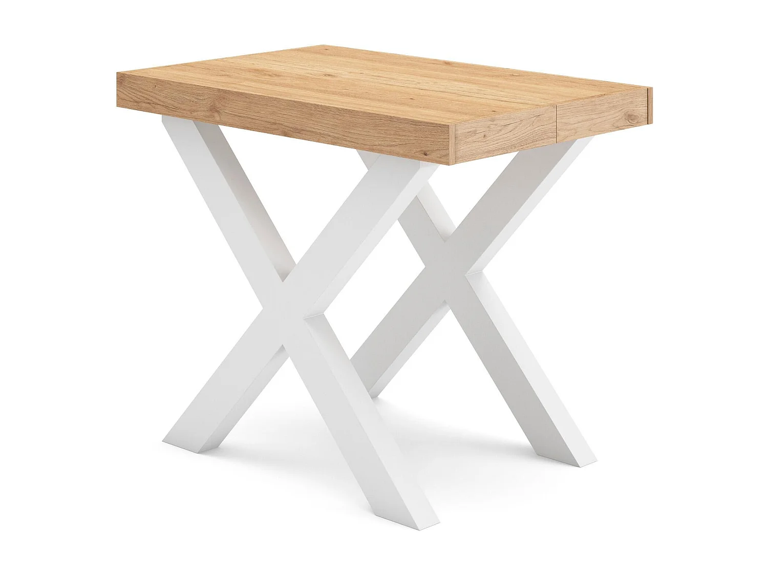 Uitschuifbare Consoletafel, 302x90x73cm, Voor 14 personen, Massief houten poten, Eiken