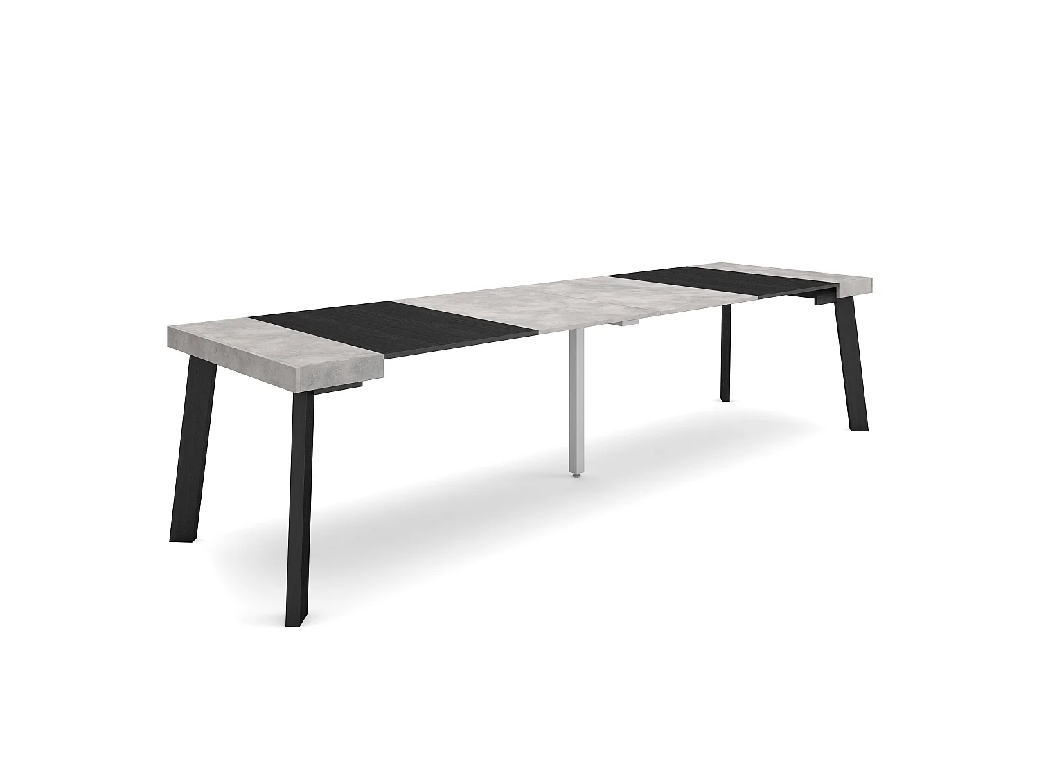 Consolle allungabile, 302x90x73cm, Per 14 persone, Gambe in legno, Cemento