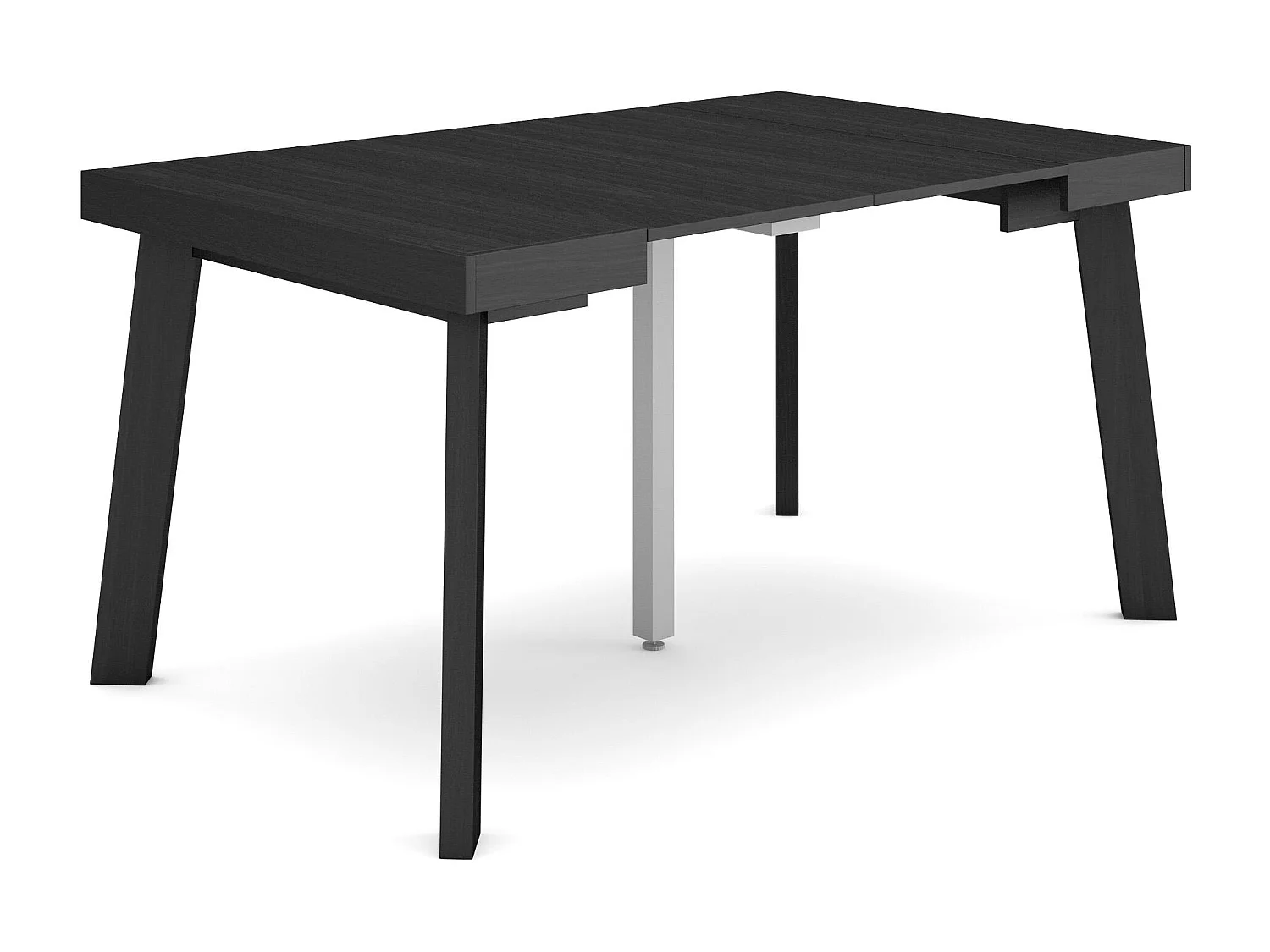 Table console extensible, 140x90x73cm, Pour 6 personnes, Pieds en bois, Noir