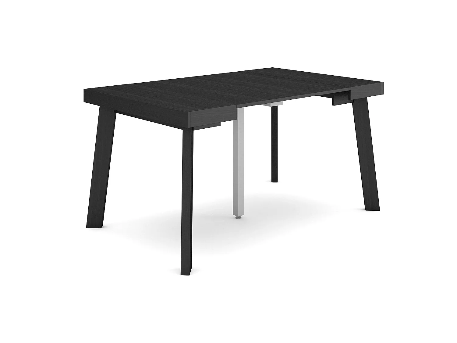 Table console extensible, 140x90x73cm, Pour 6 personnes, Pieds en bois, Noir