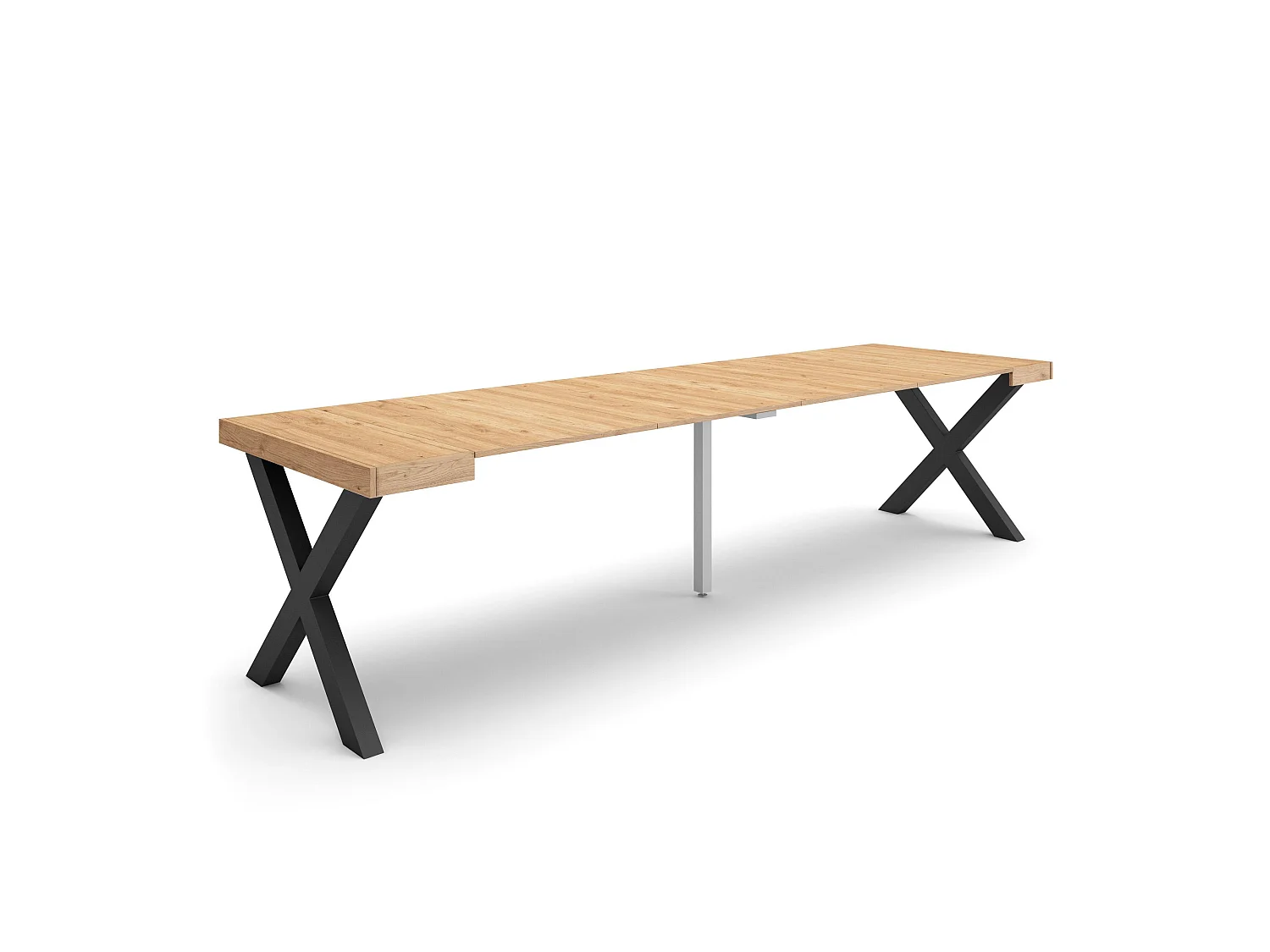 Mesa Consola Extensível, 302x90x73cm, Para 14 pessoas, Pés de madeira, Carvahlo