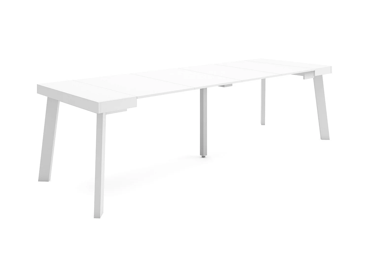 Uitschuifbare Consoletafel, 262x90x73cm, Voor 12 personen, Houten poten, Wit