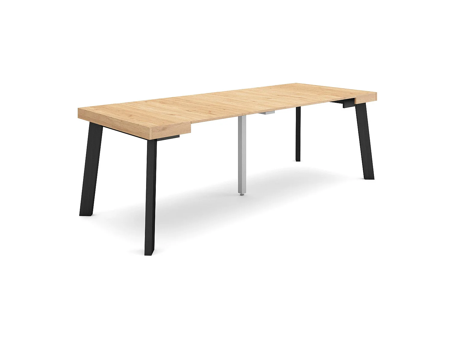 Table console extensible, 222x90x73cm, Pour 10 personnes, Pieds en bois, Chêne