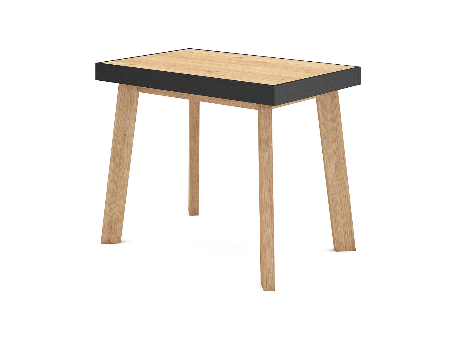 Uitschuifbare Consoletafel, 140x90x73cm, Voor 6 personen, Houten poten, Eiken/Zwart