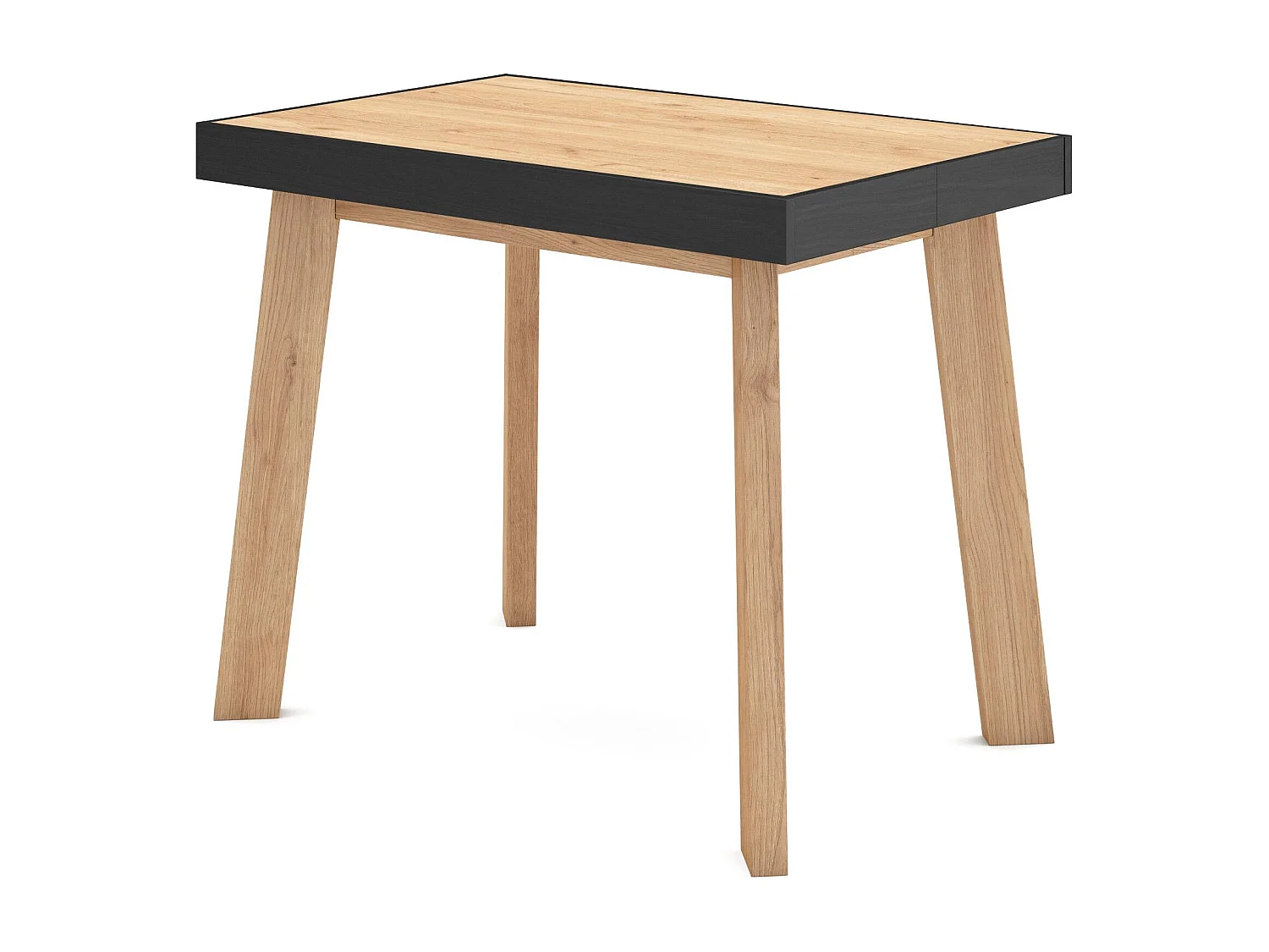 Table console extensible, 140x90x73cm, Pour 6 personnes, Pieds en bois, Chêne et noir