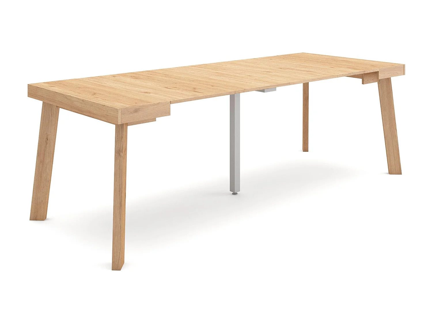 Consolle allungabile, 222x90x73cm, Per 10 persone, Gambe in legno, Rovere