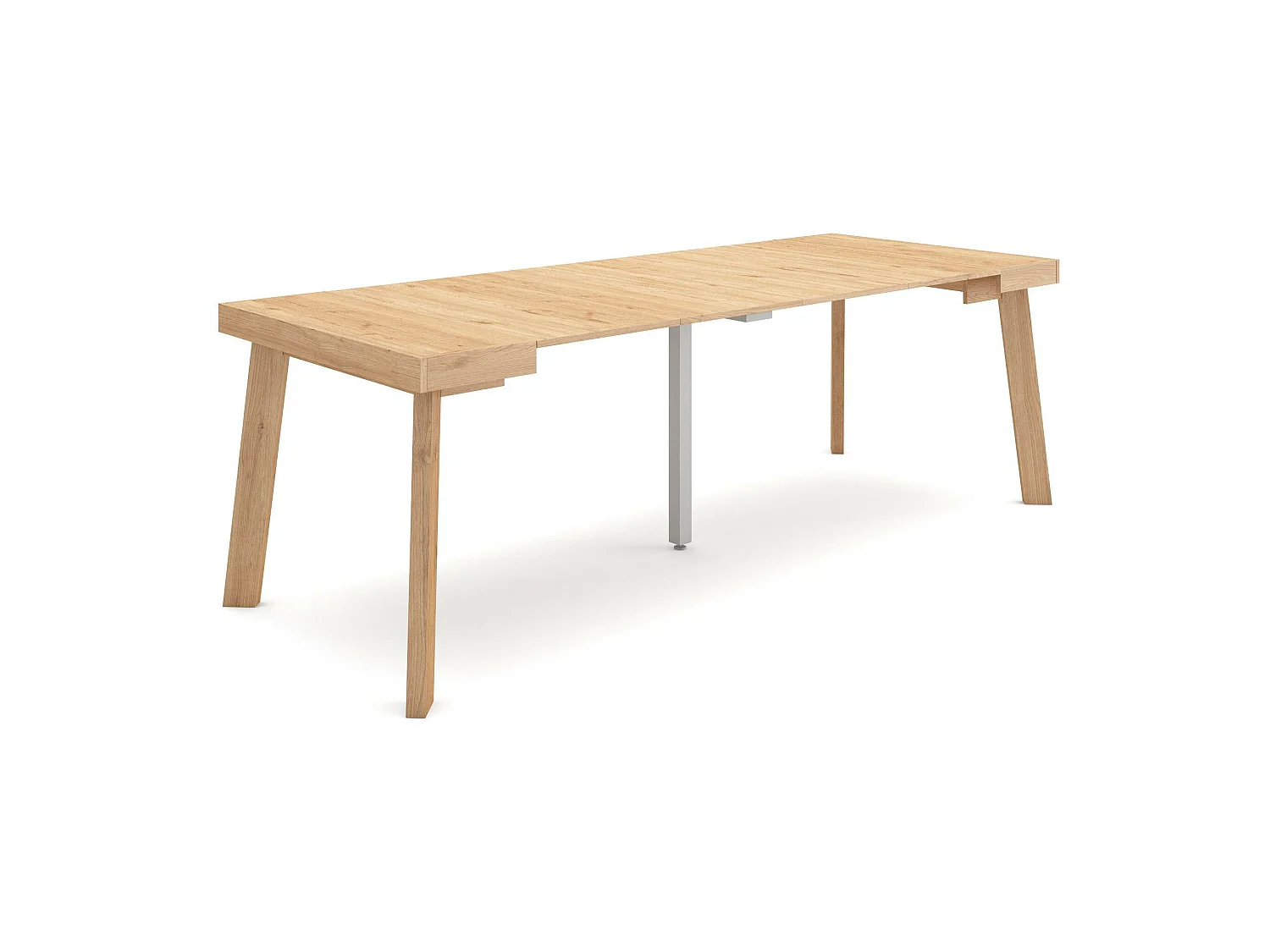 Table console extensible, 222x90x73cm, Pour 10 personnes, Pieds en bois, Chêne