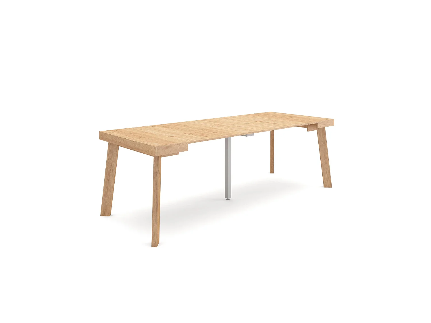 Table console extensible, 222x90x73cm, Pour 10 personnes, Pieds en bois, Chêne