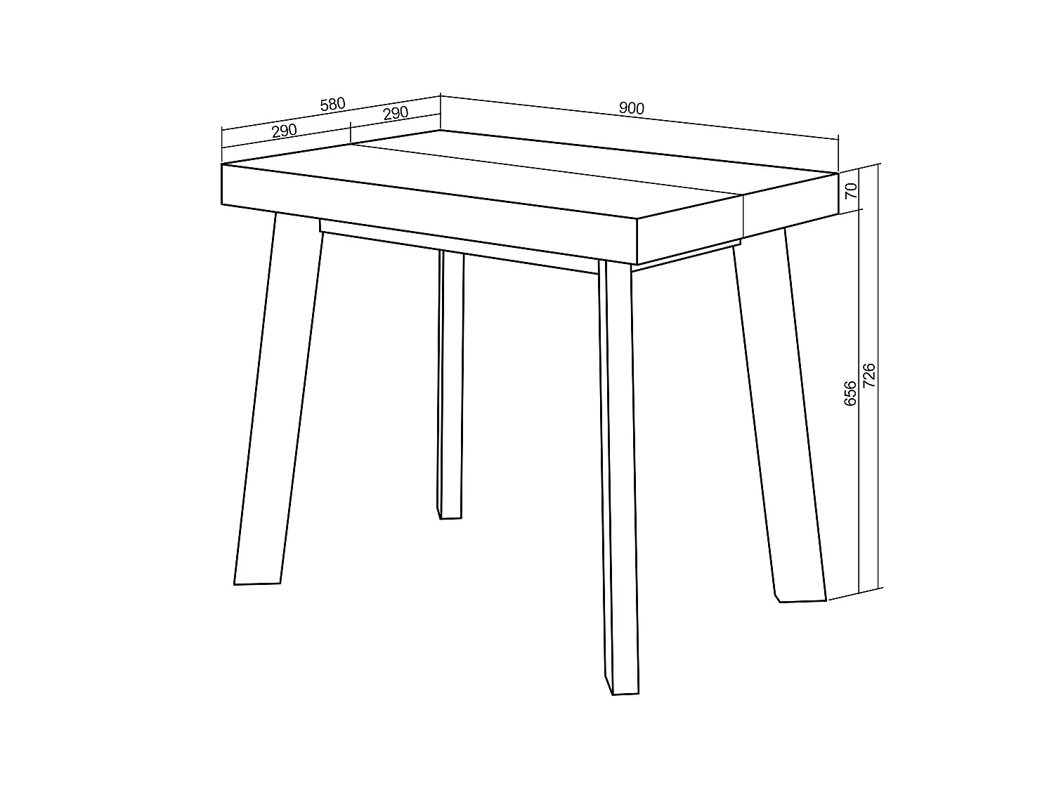 Consolle allungabile, 222x90x73cm, Per 10 persone, Gambe in legno, Rovere e bianco