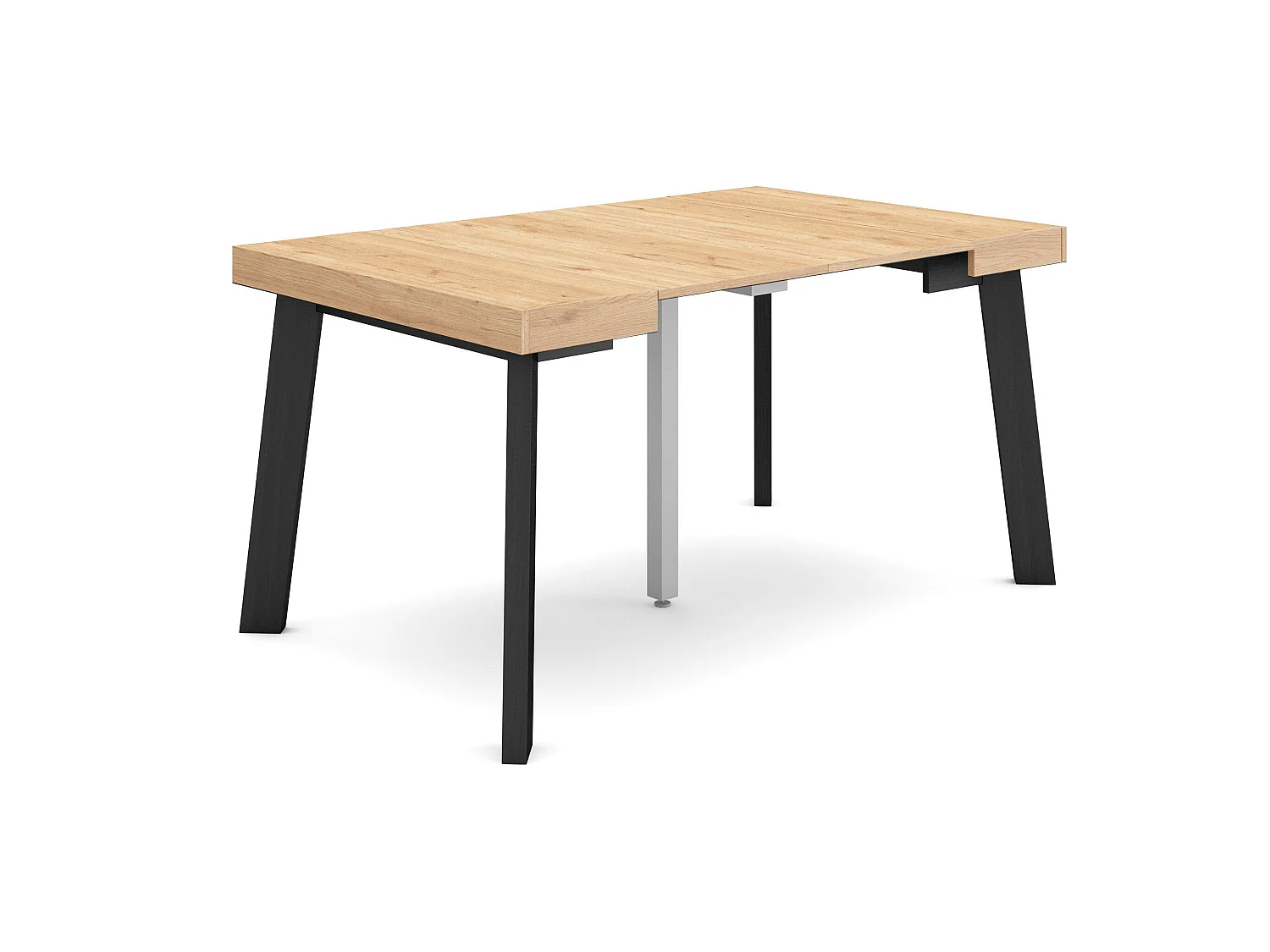 Table console extensible, 140x90x73cm, Pour 6 personnes, Pieds en bois, Chêne et noir