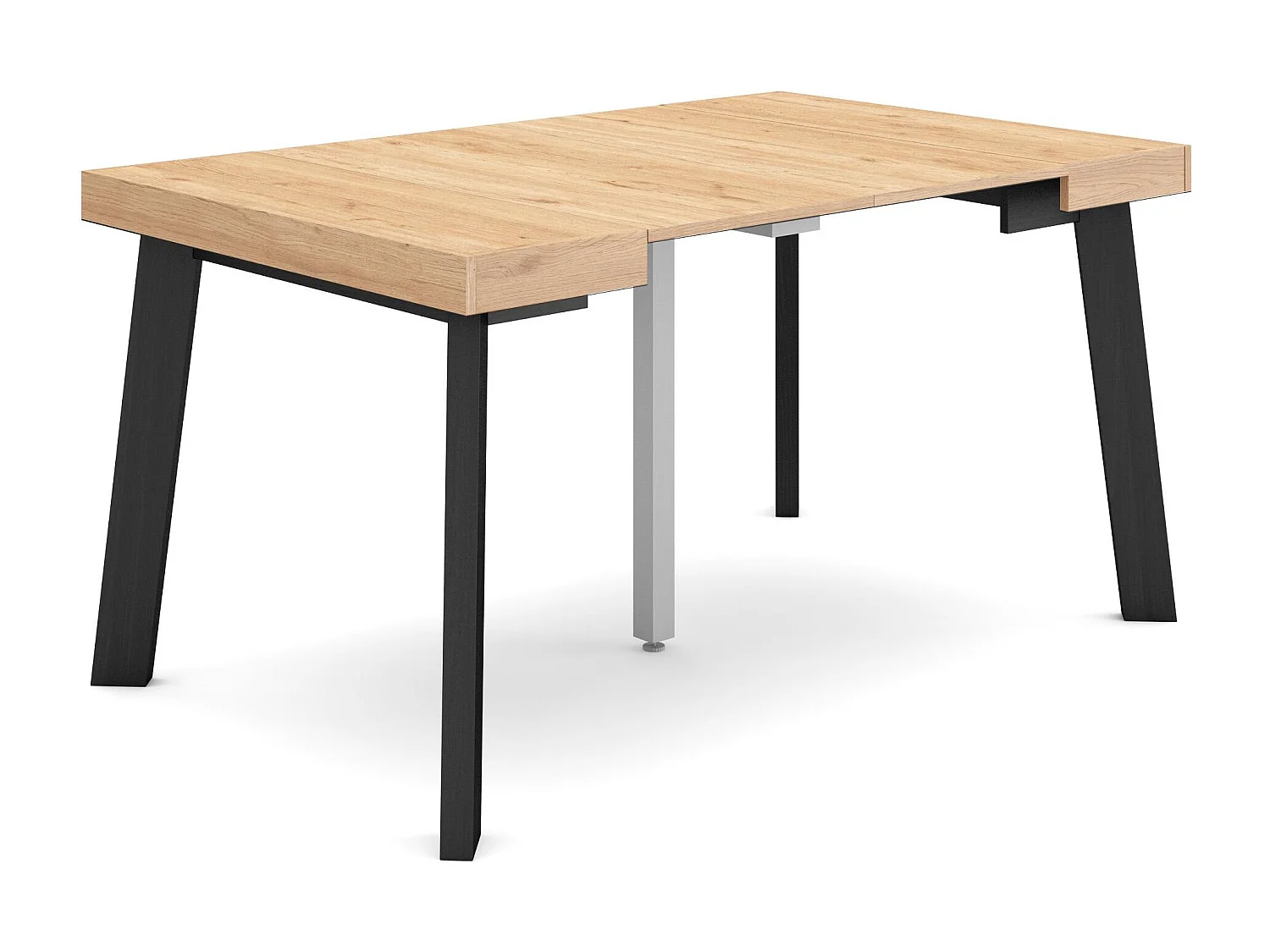 Consolle allungabile, 140x90x73cm, Per 6 persone, Gambe in legno, Rovere e nero