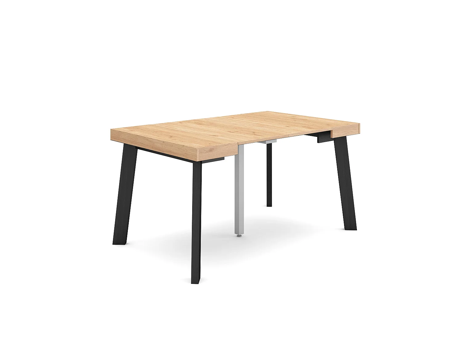 Table console extensible, 140x90x73cm, Pour 6 personnes, Pieds en bois, Chêne et noir